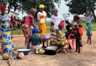 Women from the safe space of Boukaya (North-West of CAR) selling their food products/Photo credit UNFPA CAR
