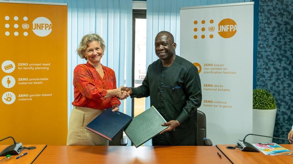 Ms Kaia Bilton, Chargée d'affaires, and UNFPA Regional Director, Dr Sennen Hountoun