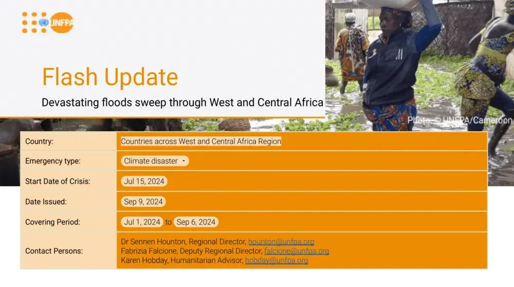 West and Central Africa Situation Report - Floods Flash Update #1 - 09 September 2024