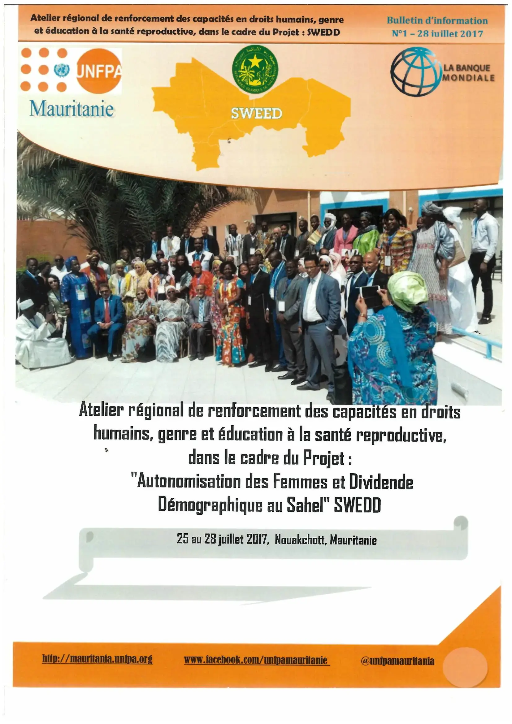 Atelier régional de renforcement des capacités en droits humains, genre et éducation à la santé reproductive, dans le cadre du Projet : "Autonomisation des Femmes et Dividende Démographique au Sahel" SWEDD