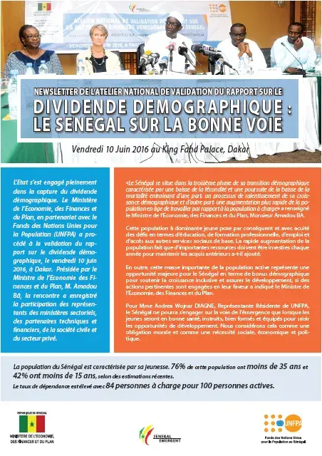  Newsletter de l’atelier national de validation du rapport sur le dividende démographique : le Sénégal sur la bonne voie