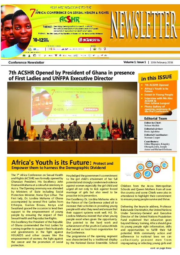 7th Africa Conference on Sexual Health and Rights (ACSHR) Newsletter 1